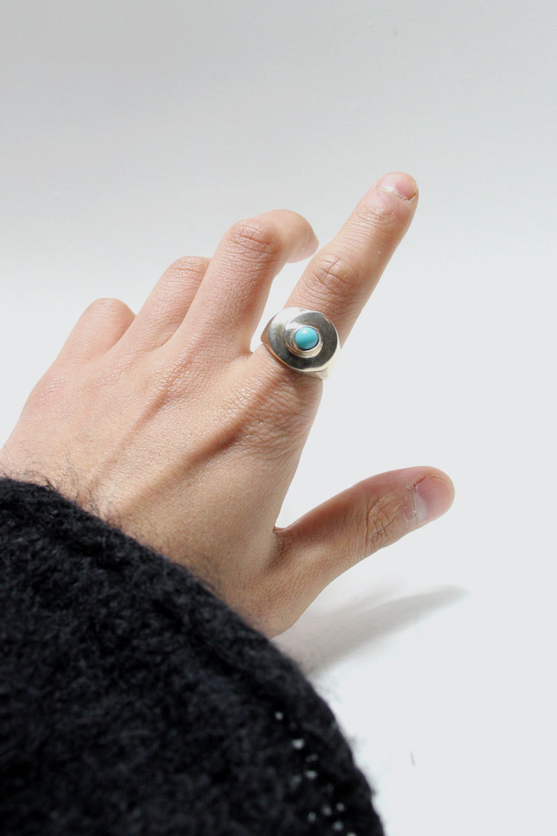MADE IN MEXICO 925 SILVER RING W / TURQUOISE [SIZE: equivalent to No. 15 USED]