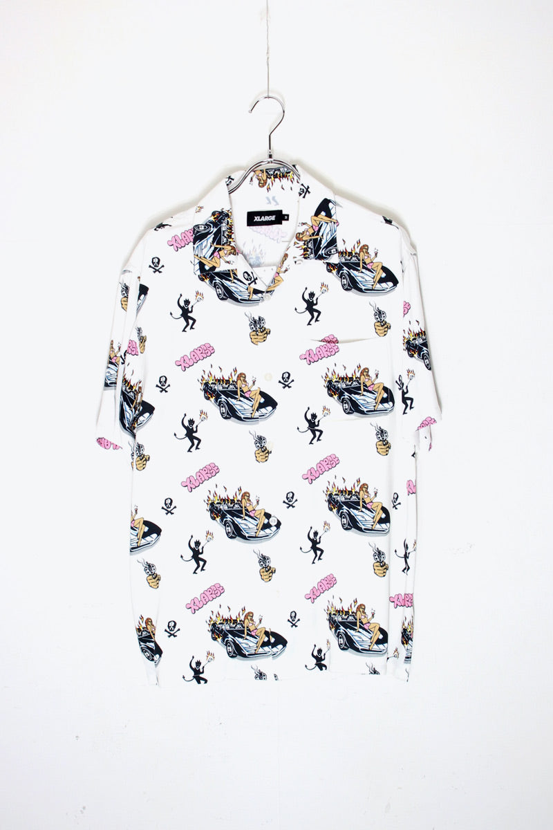 BURN PATTERN SHIRT / WHITE [Unreleased in Japan][SIZE: M NEW]