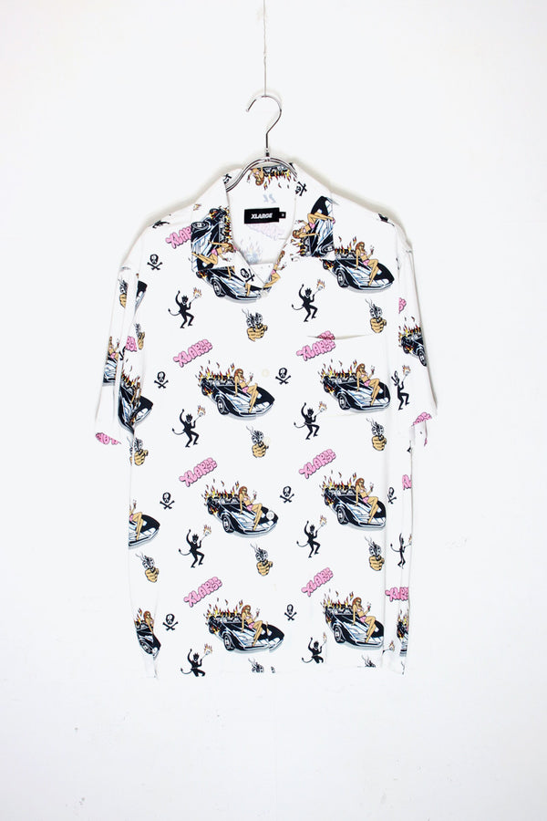 BURN PATTERN SHIRT / WHITE [Unreleased in Japan][SIZE: M NEW]
