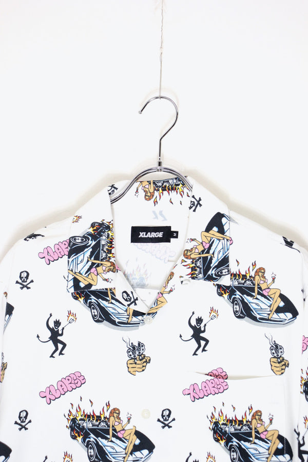 BURN PATTERN SHIRT / WHITE [Unreleased in Japan][SIZE: M NEW]