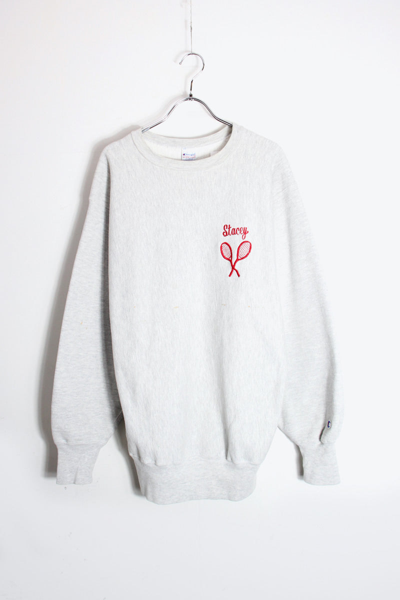 MADE IN USA 90'S STACEY REVERSE WEAVE SWEATSHIRT / GRAY [SIZE: XL USED]
