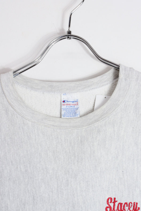 MADE IN USA 90'S STACEY REVERSE WEAVE SWEATSHIRT / GRAY [SIZE: XL USED]