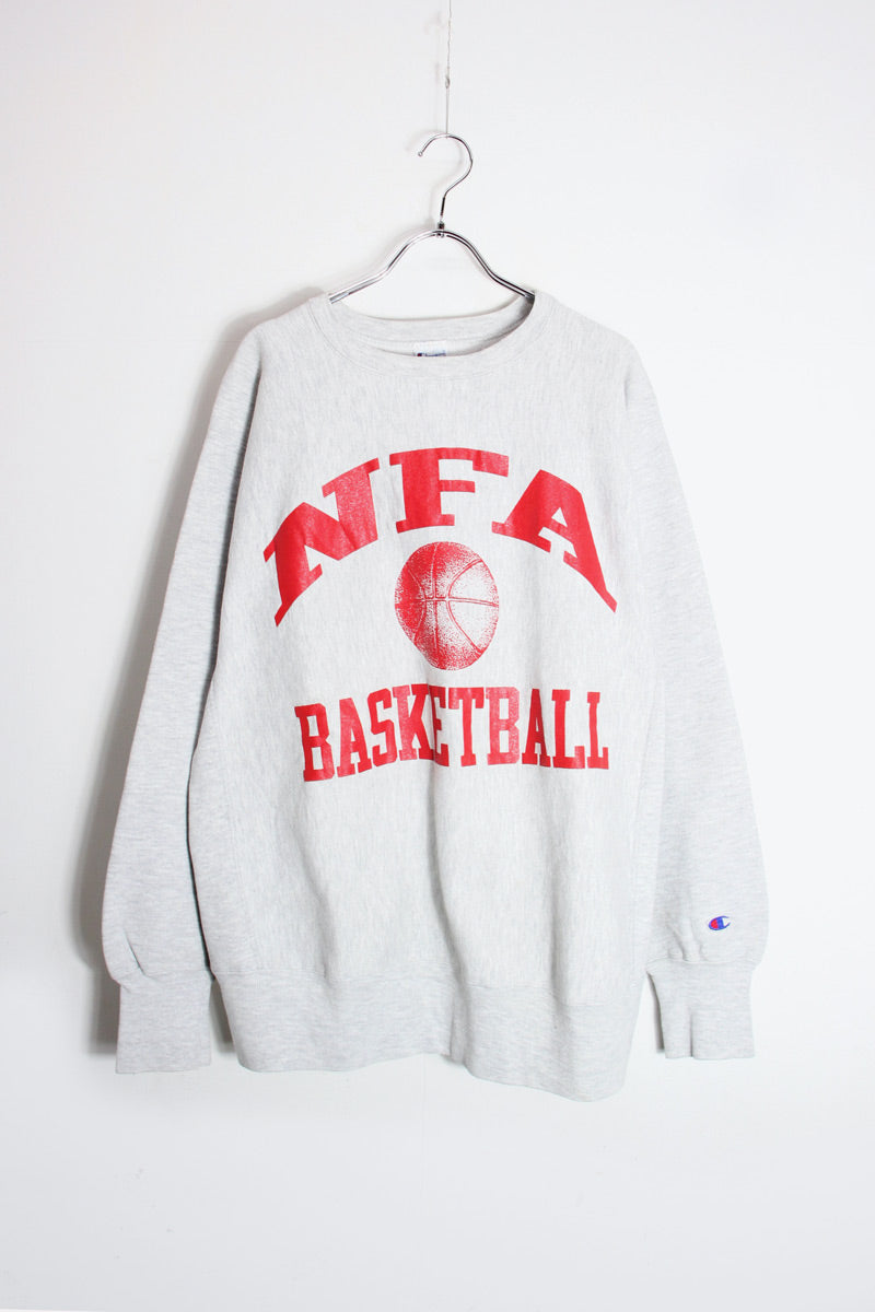 MADE IN USA 90'S NFA BASKETBALL REVERSE WEAVE SWEATSHIRT / GRAY [SIZE: XL USED]