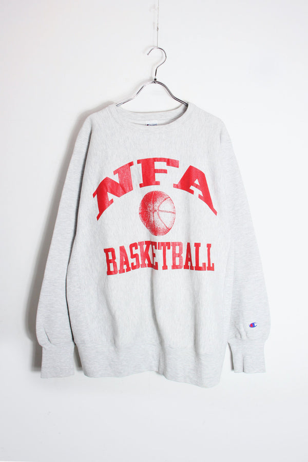 MADE IN USA 90'S NFA BASKETBALL REVERSE WEAVE SWEATSHIRT / GRAY [SIZE: XL USED]