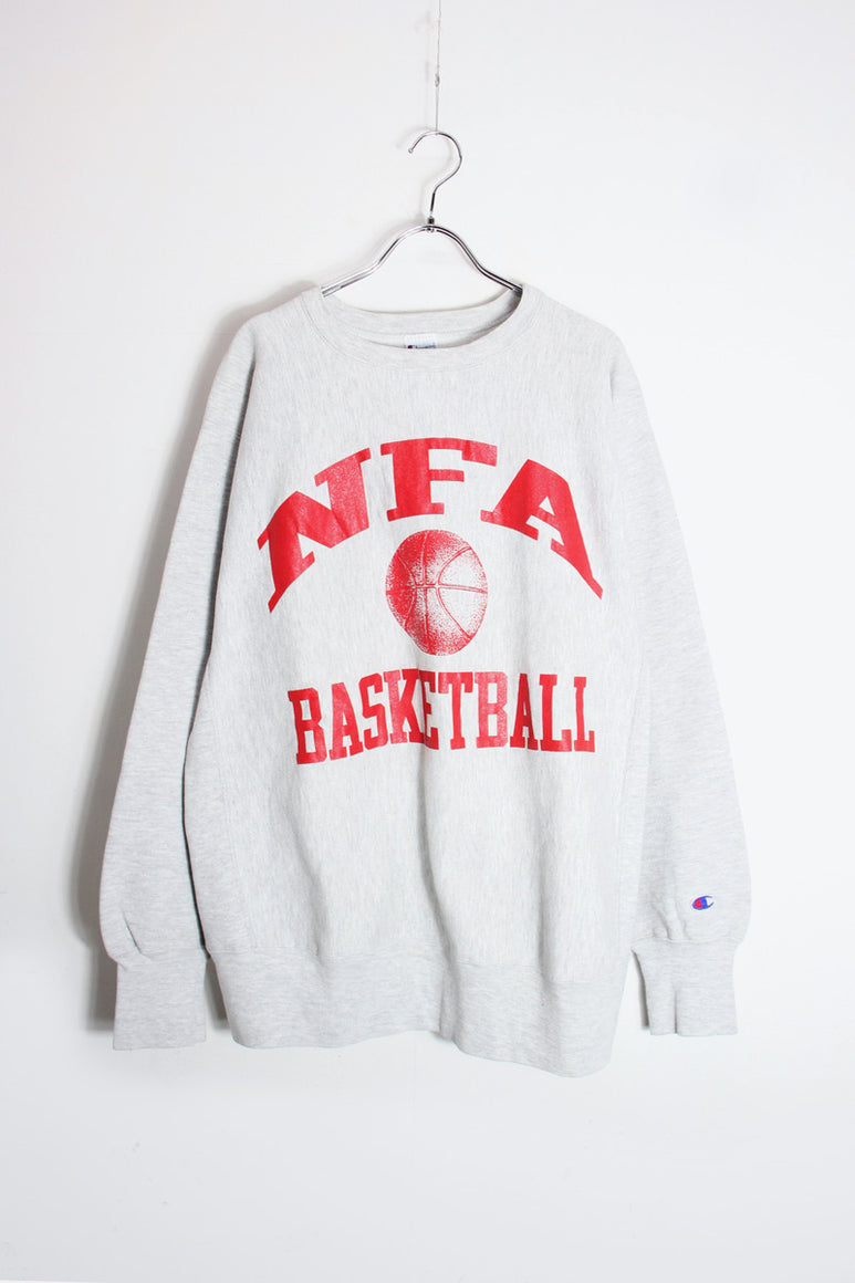 MADE IN USA 90'S NFA BASKETBALL REVERSE WEAVE SEWAT SHIRT / GRAY [SIZE: XL USED]