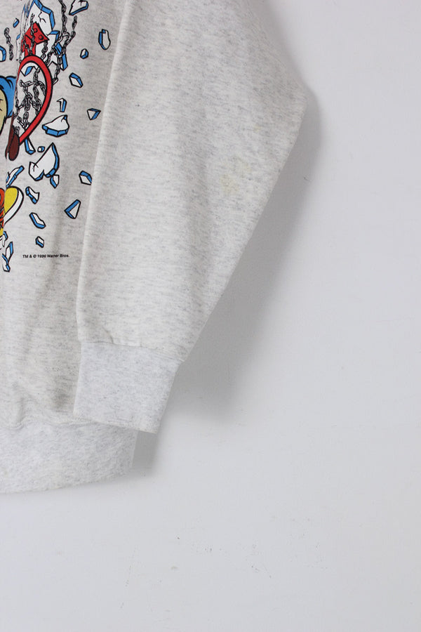 MADE IN USA 90'S WARNER BROS. PRINT SWEATSHIRT / GRAY [SIZE: M USED]