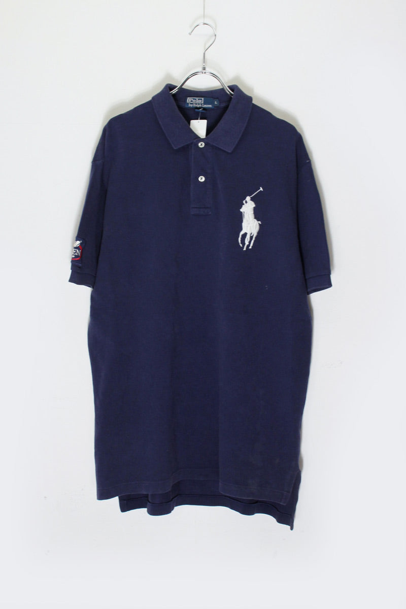 90'S S/S ONE POINT BIG PONY POLO SHIRT / NAVY [SIZE: L USED]