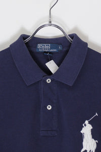 90'S S/S ONE POINT BIG PONY POLO SHIRT / NAVY [SIZE: L USED]