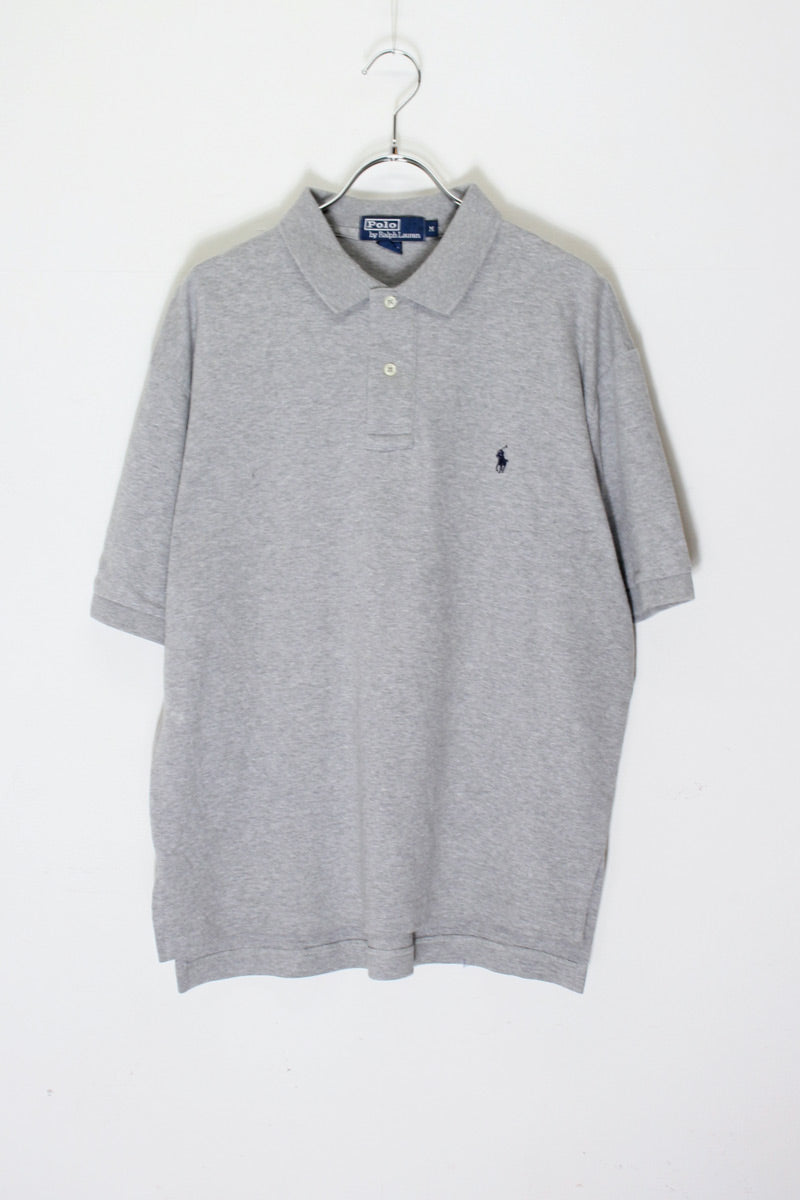 90'S S/S ONE POINT POLO SHIRT / GRAY [SIZE: M USED]