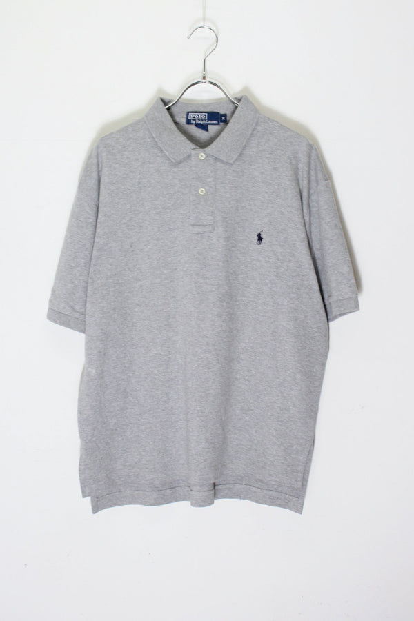 90'S S/S ONE POINT POLO SHIRT / GRAY [SIZE: M USED]