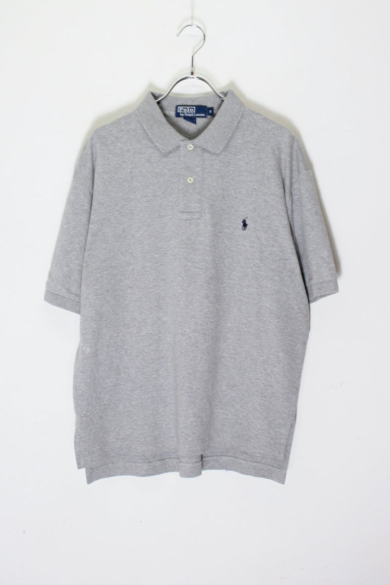 90'S S/S ONE POINT POLO SHIRT / GRAY [SIZE: M USED]