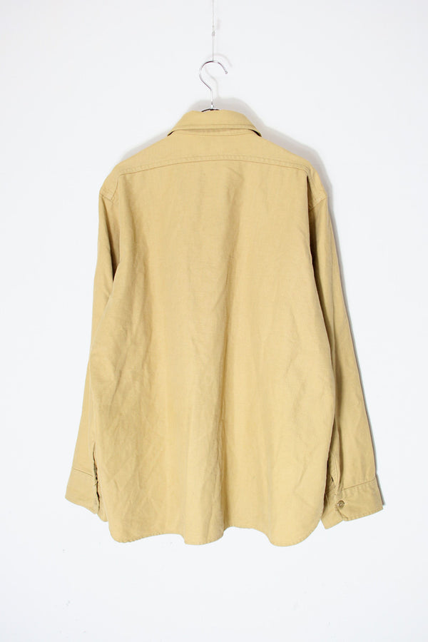 MADE IN USA 80'S L/S SHIRT / BEIGE [SIZE: L equivalent USED]