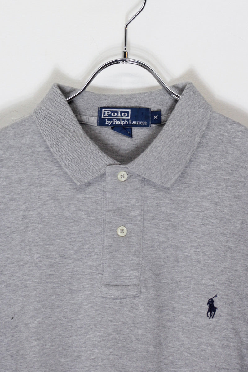 90'S S/S ONE POINT POLO SHIRT / GRAY [SIZE: M USED]
