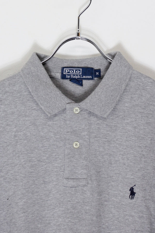 90'S S/S ONE POINT POLO SHIRT / GRAY [SIZE: M USED]