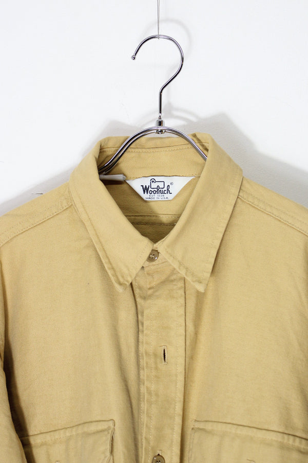 MADE IN USA 80'S L/S SHIRT / BEIGE [SIZE: L equivalent USED]
