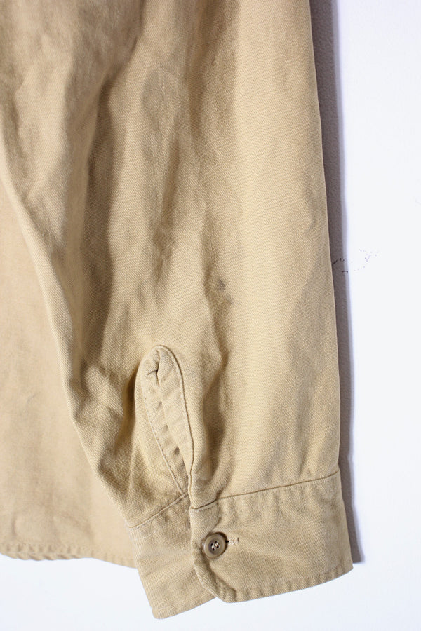 MADE IN USA 80'S L/S SHIRT / BEIGE [SIZE: L equivalent USED]