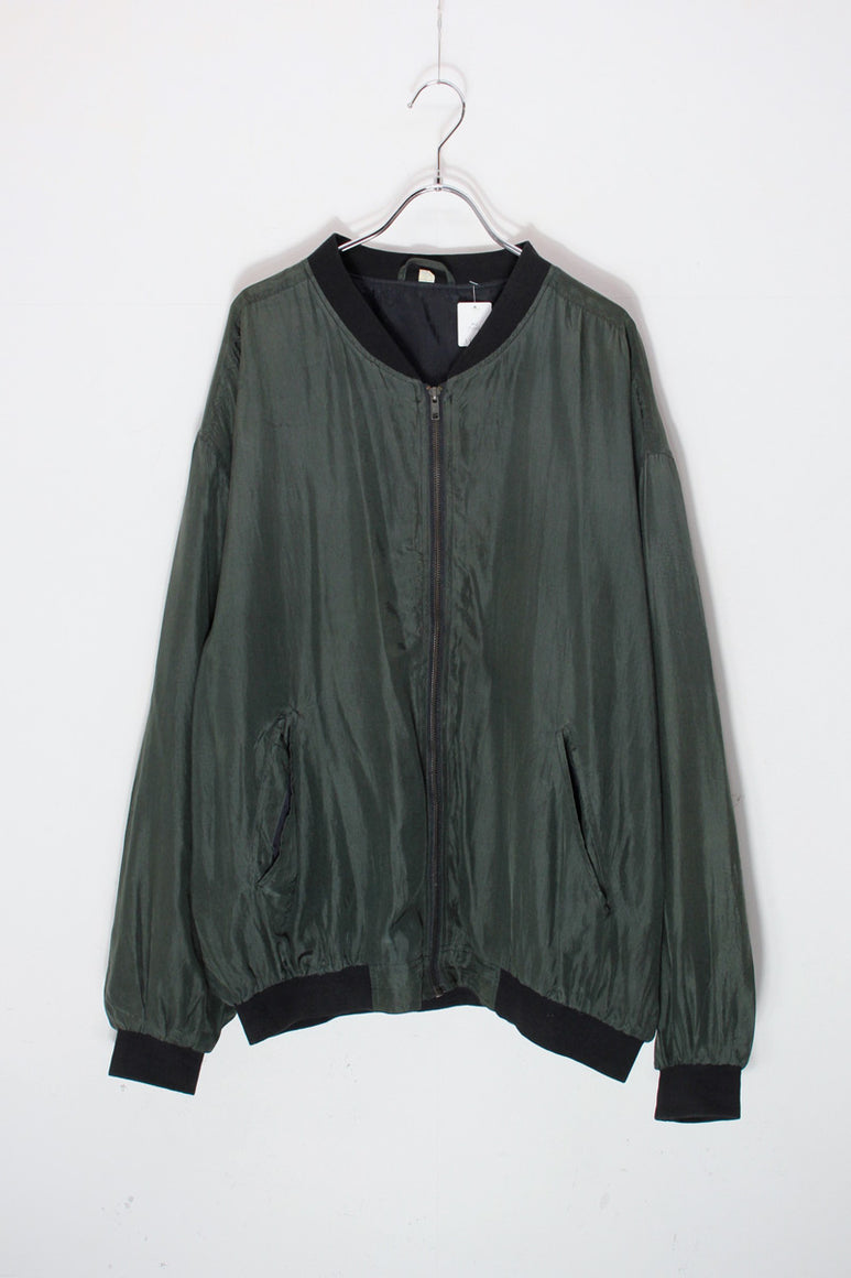 90'S SILK ZIP JACKET / GREEN [SIZE: L USED]