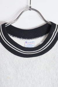 MADE IN USA 90'S LINE REVERSE WEAVE SWEATSHIRT / GREY/BLACK [SIZE: XL USED]