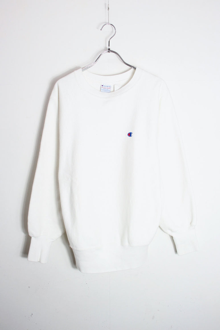 MADE IN USA 90'S REVERSE WEAVE ONE POINT SWEATSHIRT / WHITE [SIZE: M USED]