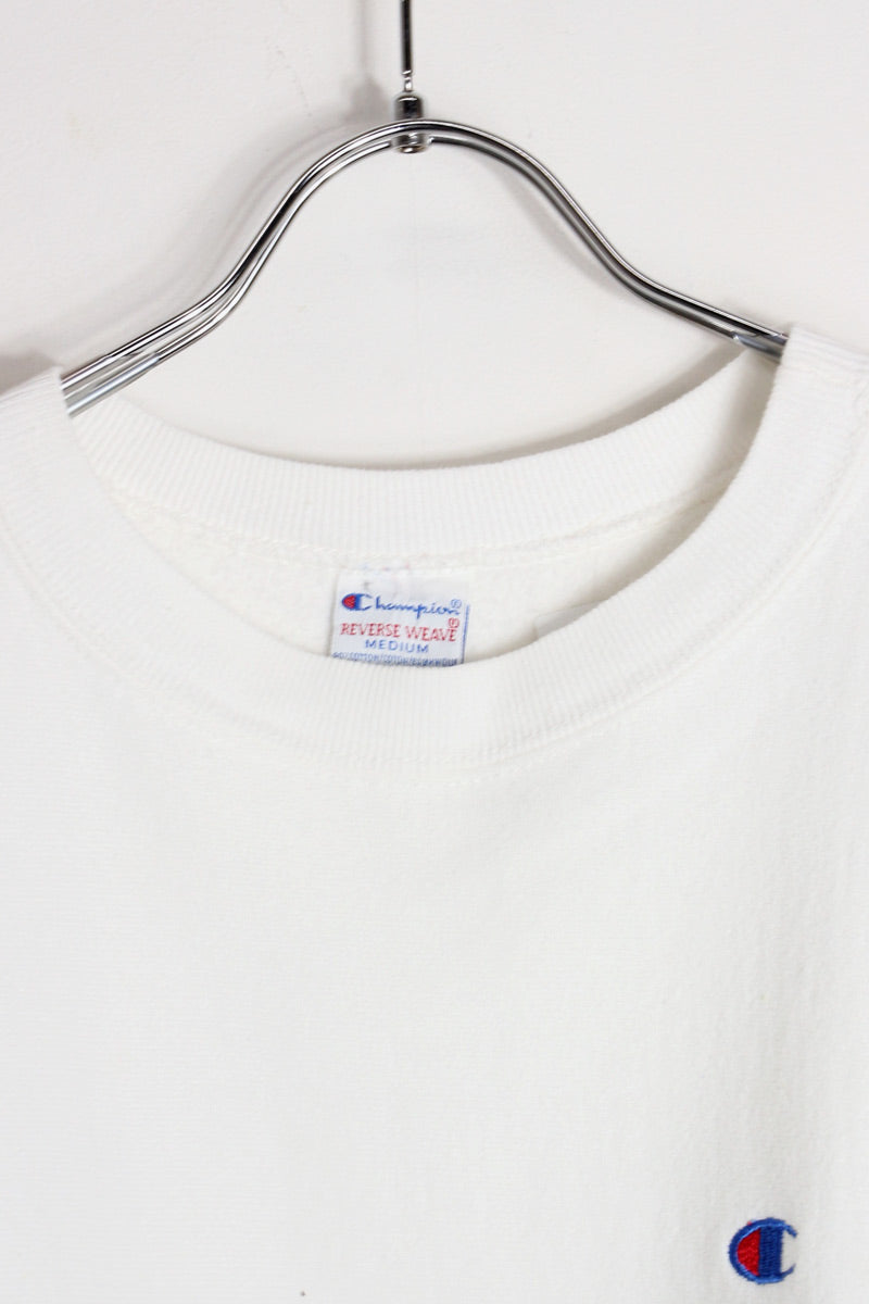MADE IN USA 90'S REVERSE WEAVE ONE POINT SWEATSHIRT / WHITE [SIZE: M USED]