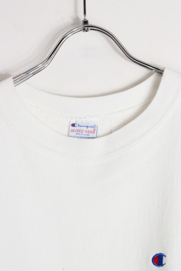 MADE IN USA 90'S REVERSE WEAVE ONE POINT SWEATSHIRT / WHITE [SIZE: M USED]