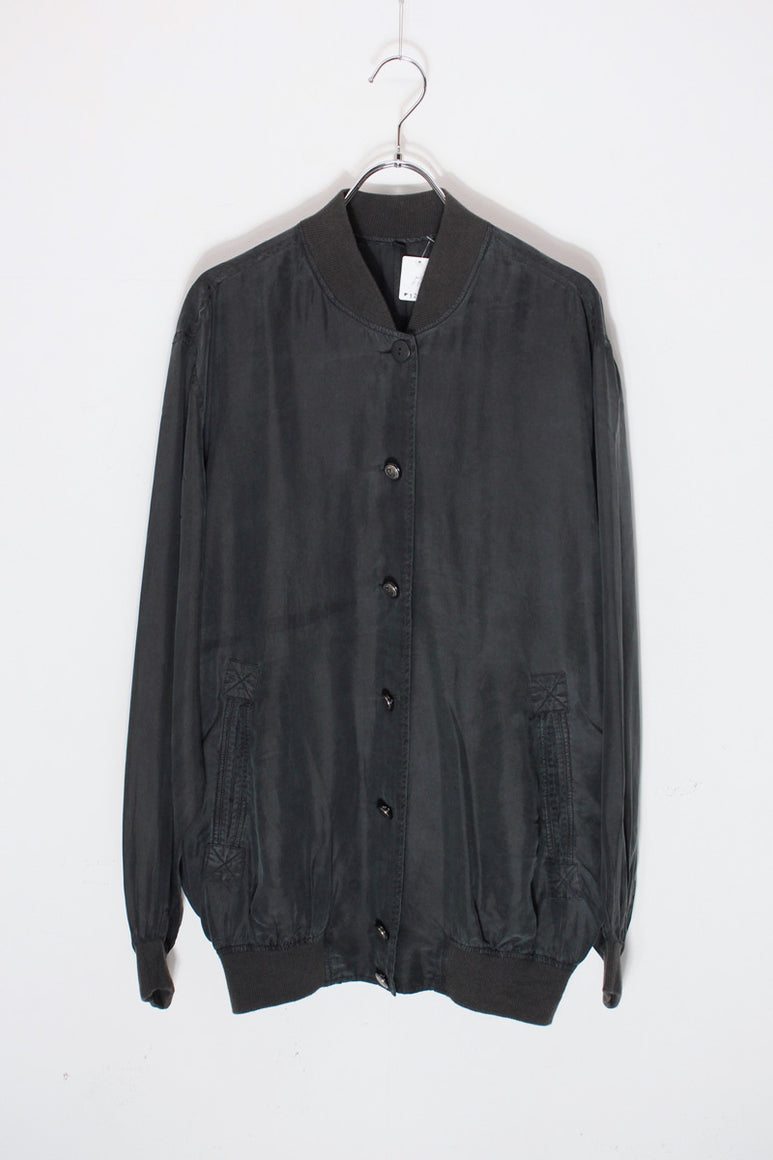 90'S SILK BUTTON JACKET / BLACK [SIZE: M相当 USED]