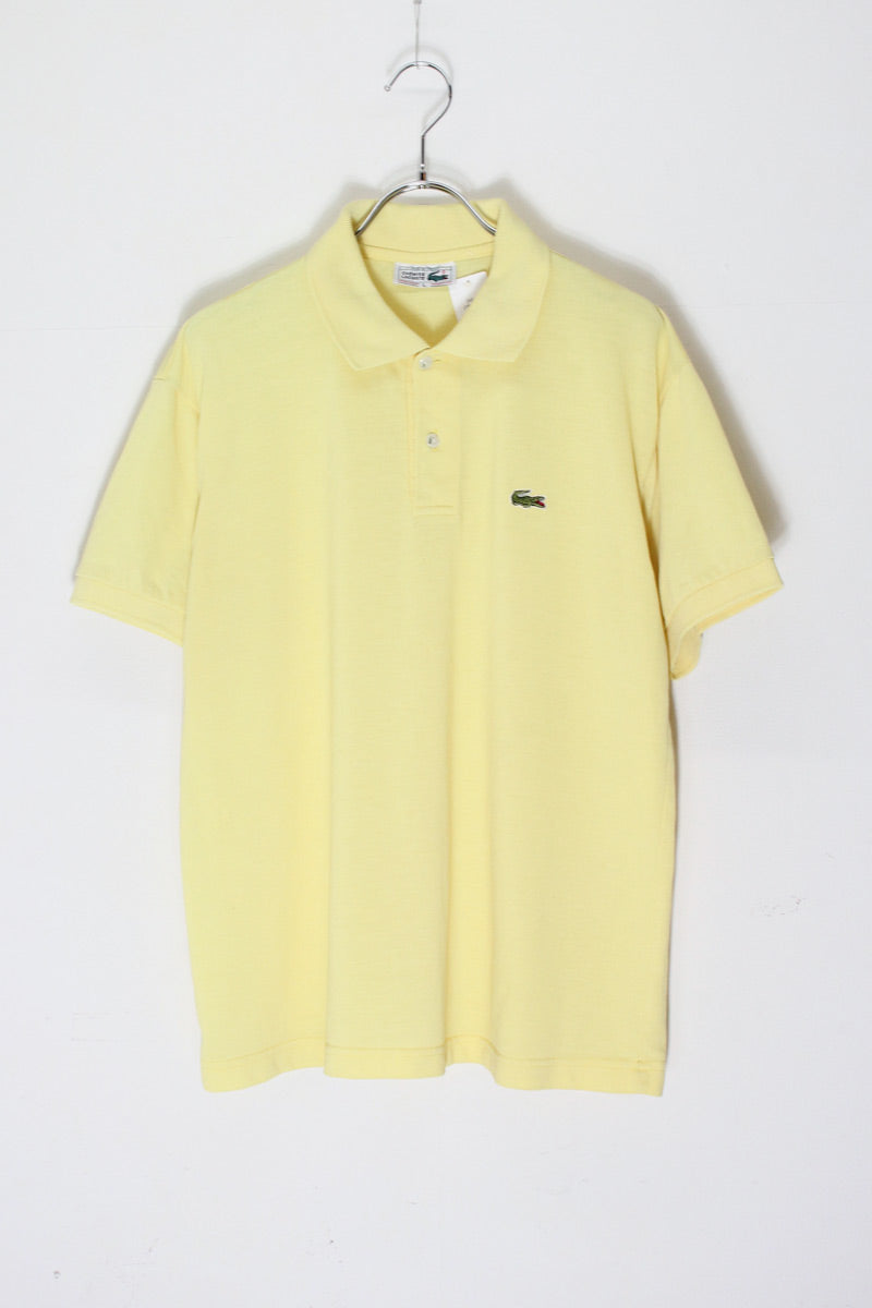 MADE IN FRANCE 70'S S/S ONE POINT POLO SHIRT / YELLOW [SIZE: L (fits like S) USED]