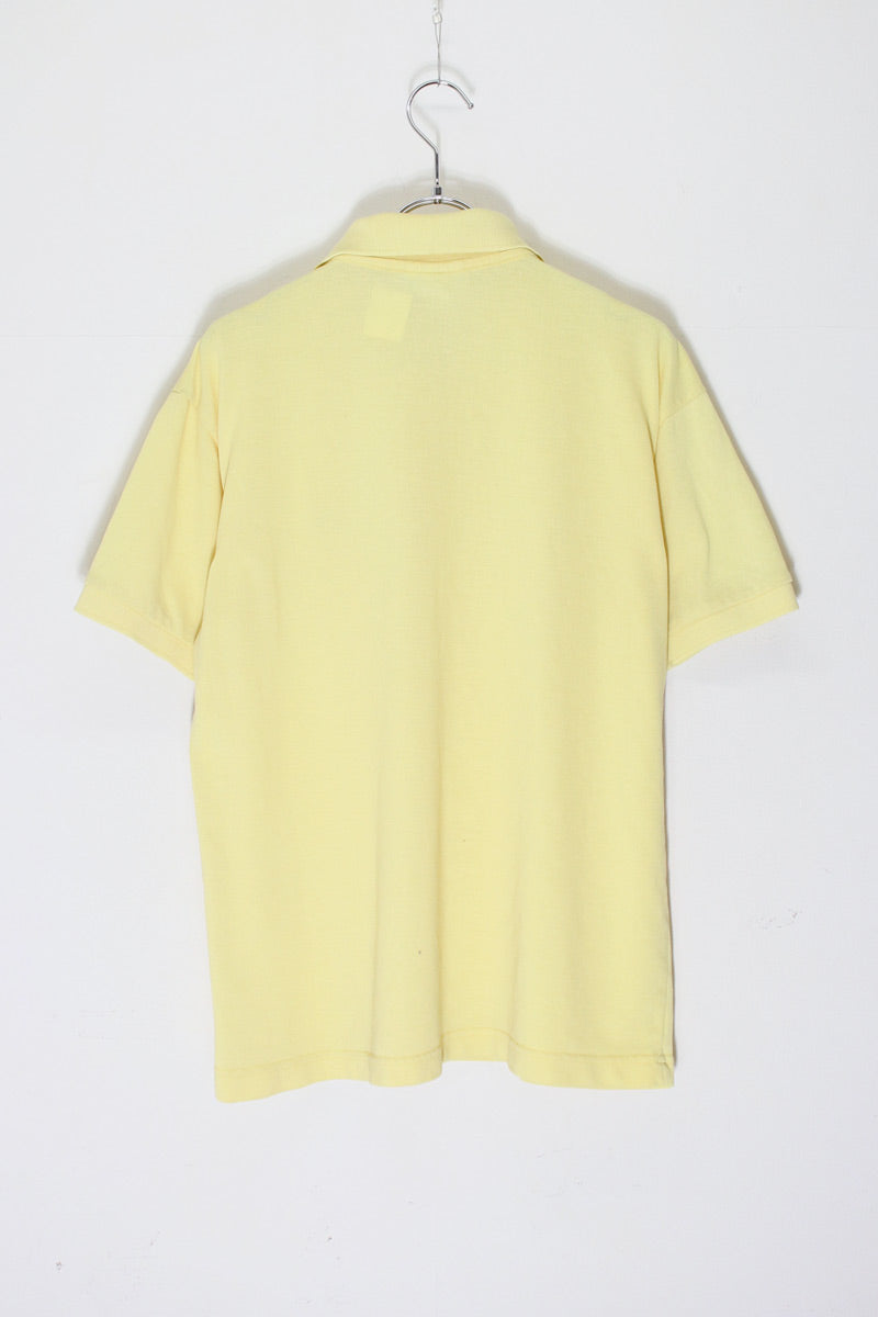 MADE IN FRANCE 70'S S/S ONE POINT POLO SHIRT / YELLOW [SIZE: L (fits like S) USED]