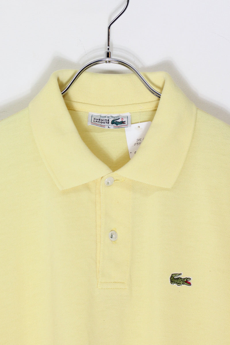 MADE IN FRANCE 70'S S/S ONE POINT POLO SHIRT / YELLOW [SIZE: L (fits like S) USED]