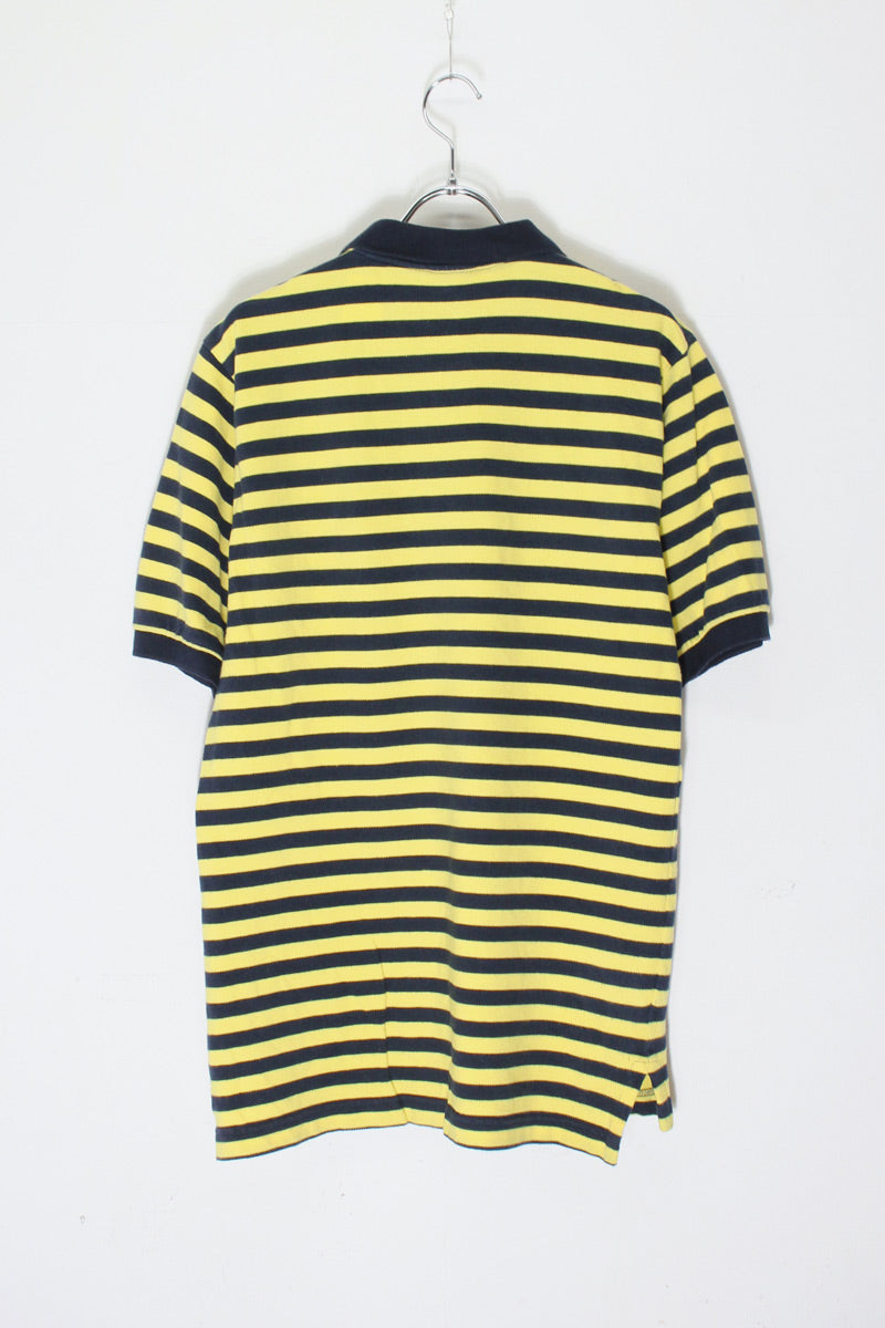 90'S S/S BORDER POLO SHIRT / BLACK/YELLOW [SIZE: L USED]