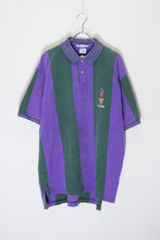 画像をギャラリービューアに読み込む, 96&#39;S S/S STRIPE POLO SHIRT ATLANTA1996 / GREEN/PURPLE [SIZE: XL USED]
