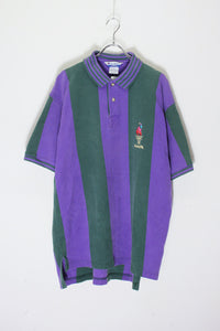 96'S S/S STRIPE POLO SHIRT ATLANTA1996 / GREEN/PURPLE [SIZE: XL USED]