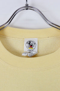MADE IN USA 90'S MICKEY PRINT SWEAT SHIRT / LIGHT YELLOW [SIZE: L USED]