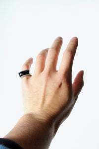 925 SILVER RING W/ONYX [SIZE: 11号 USED]