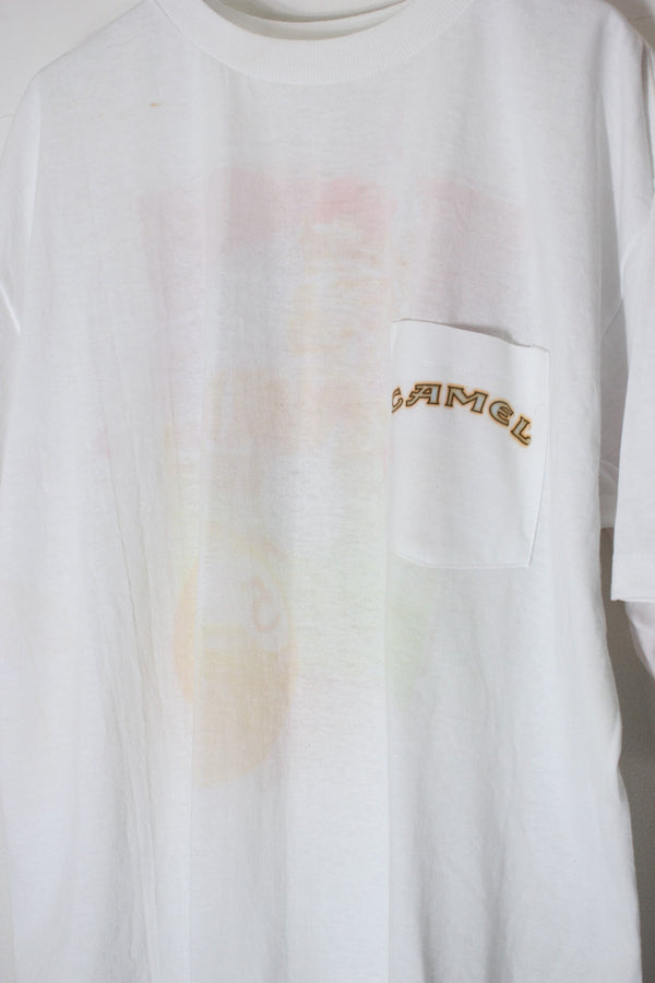 MADE IN USA 93'S S/S CAMEL BILLIARDS BACK PRINT ADVERTISING T-SHIRT / WHITE [SIZE: XL DEADSTOCK/NOS]