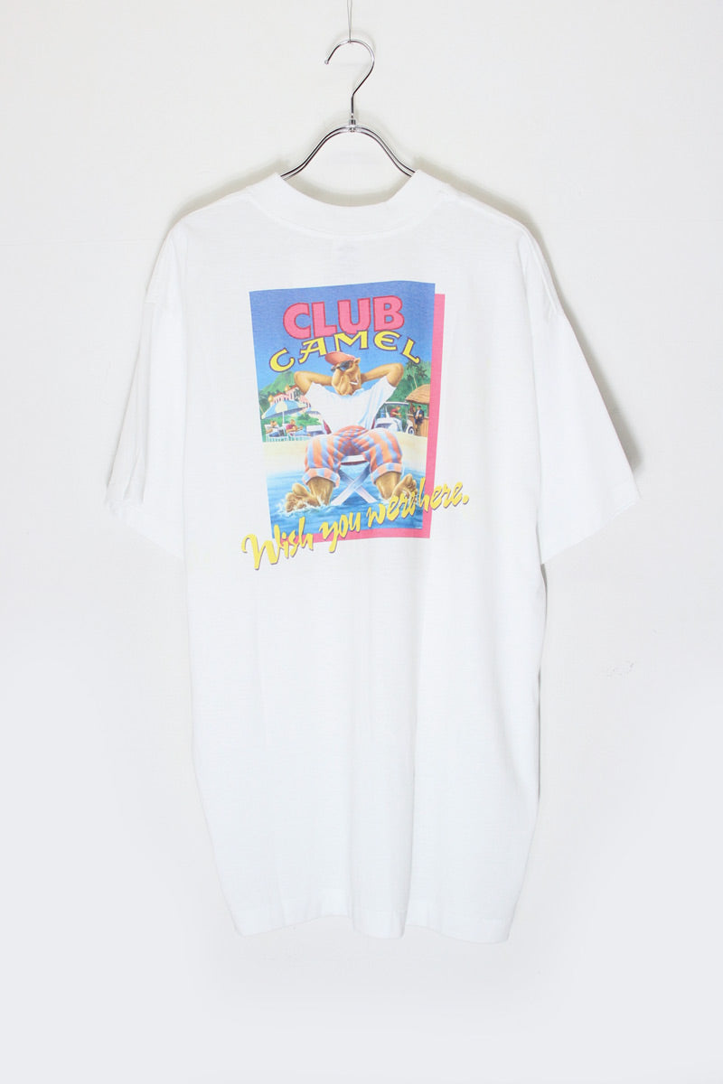 MADE IN USA 92'S S/S CLUB CAMEL MEMBER BACK PRINT ADVERTISING T-SHIRT / WHITE [SIZE: XL DEADSTOCK/NOS]