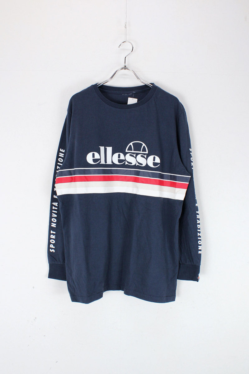 L/S LOGO PRINT T-SHIRT / NAVY [SIZE: L equivalent USED]