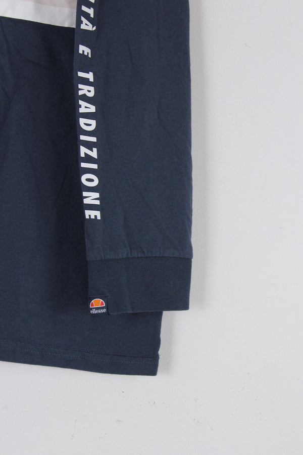 L/S LOGO PRINT T-SHIRT / NAVY [SIZE: L equivalent USED]