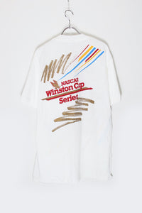 MADE IN USA 90'S S/S NASCAR WINSTON CUP PRINT POCKET ADVERTISING T-SHIRT / WHITE [SIZE: XL USED]