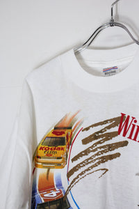 MADE IN USA 90'S S/S NASCAR WINSTON CUP PRINT POCKET ADVERTISING T-SHIRT / WHITE [SIZE: XL USED]