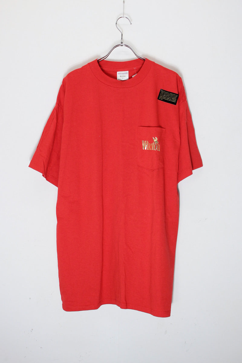 MADE IN USA 90'S S/S WINSTON BACK FOAM PRINT POCKET ADVERTISING T-SHIRT / RED [SIZE: XL DEADSTOCK/NOS]