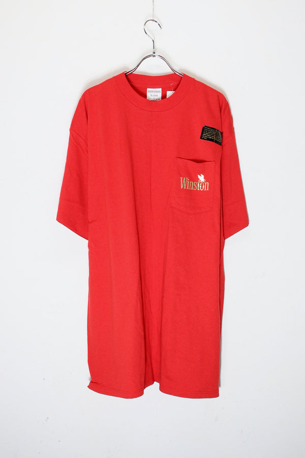 MADE IN USA 90'S S/S WINSTON BACK FOAM PRINT POCKET ADVERTISING T-SHIRT / RED [SIZE: XL DEADSTOCK/NOS]