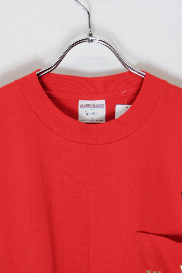 MADE IN USA 90'S S/S WINSTON BACK FOAM PRINT POCKET ADVERTISING T-SHIRT / RED [SIZE: XL DEADSTOCK/NOS]