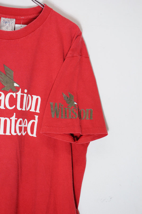 MADE IN USA 90'S WINSTON SATISFACTION GUARANTEED T-SHIRT / RED [SIZE: XL USED]