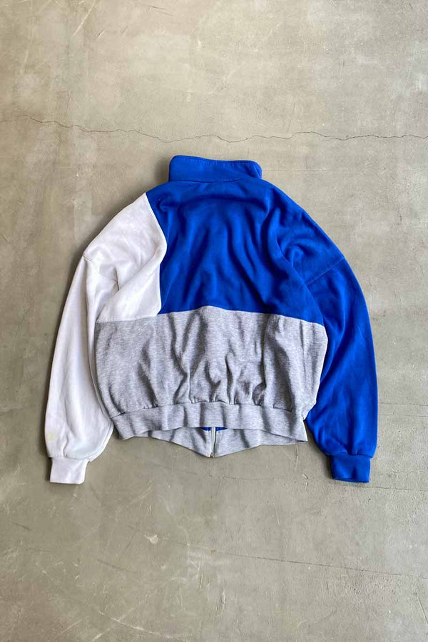 90'S SWEAT TRACK JACKET / BLUE / GRAY [SIZE: XL USED]