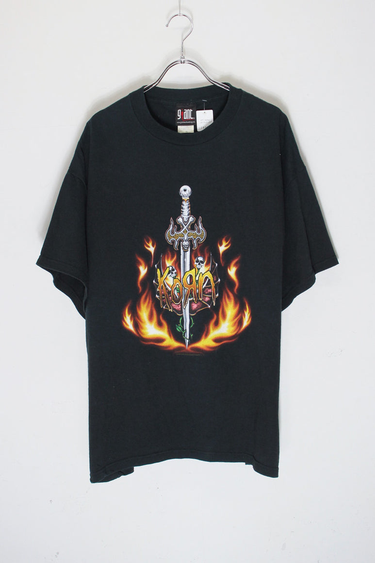 MADE IN MEXICO 03'S KORN PRINT BAND T-SHIRT / BLACK [SIZE: XL USED]