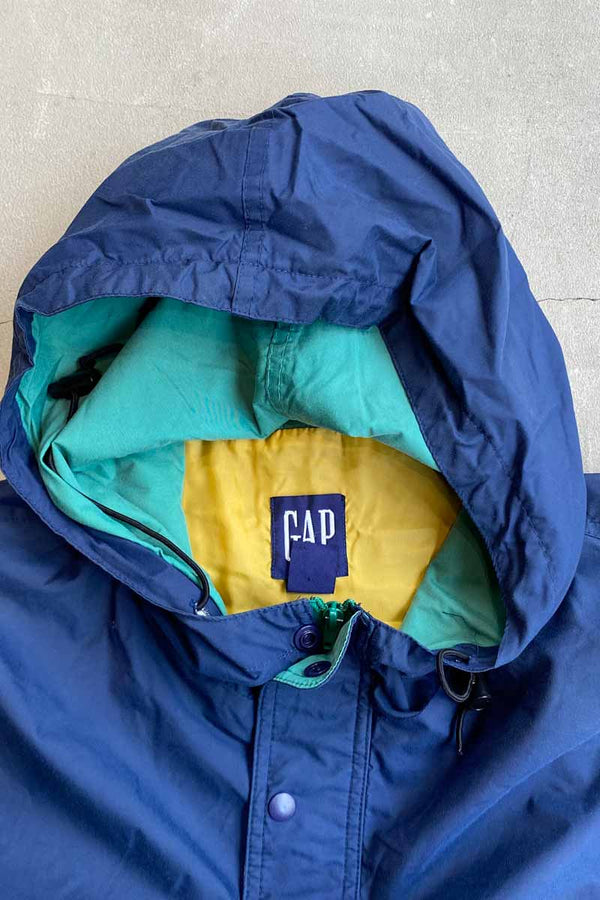 90'S HALF ZIP PULLOVER NYLON JACKET / NAVY [SIZE: L USED]