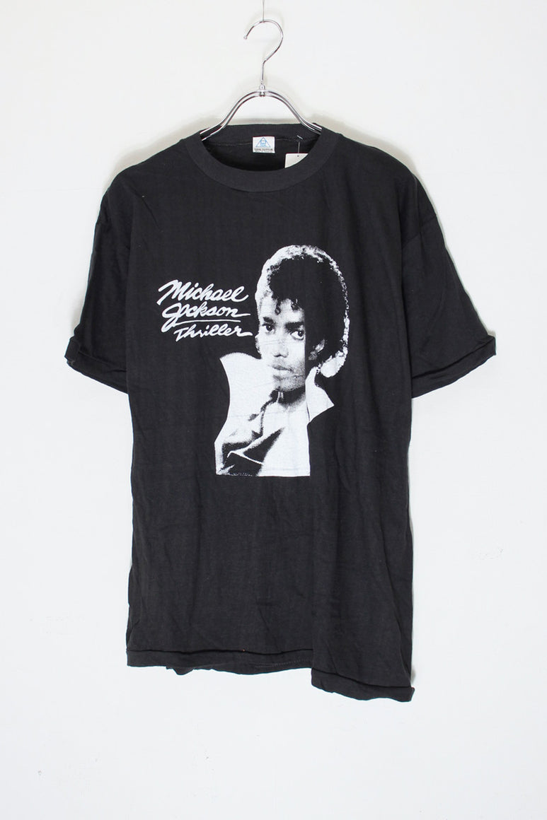 MADE IN PAKISTAN 80'S S/S MICHAEL JACKSON PRINT T-SHIRT / BLACK [SIZE: XL USED]