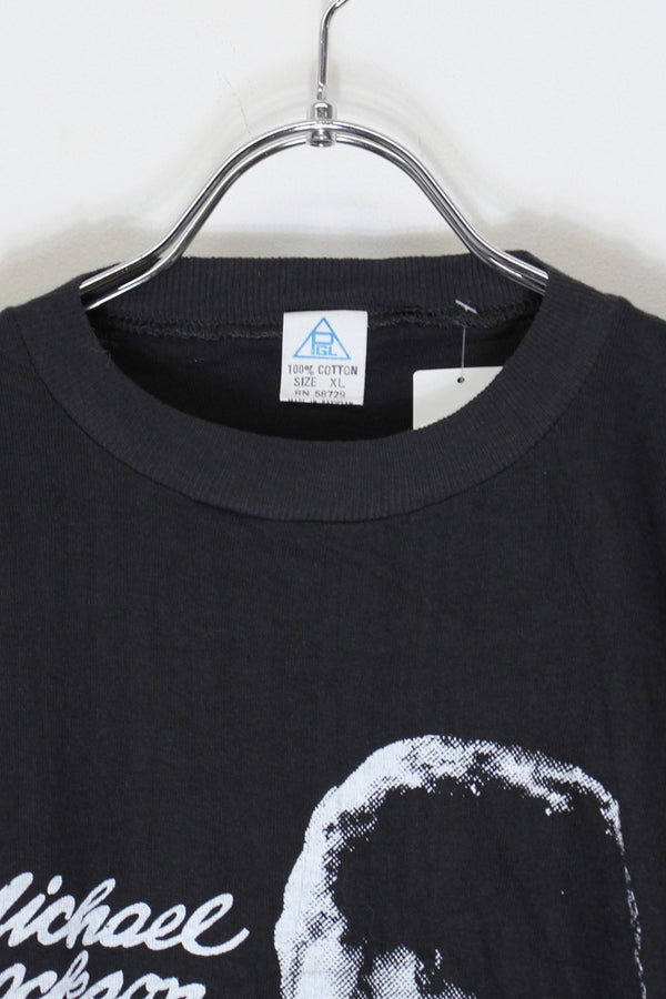 MADE IN PAKISTAN 80'S S/S MICHAEL JACKSON PRINT T-SHIRT / BLACK [SIZE: XL USED]