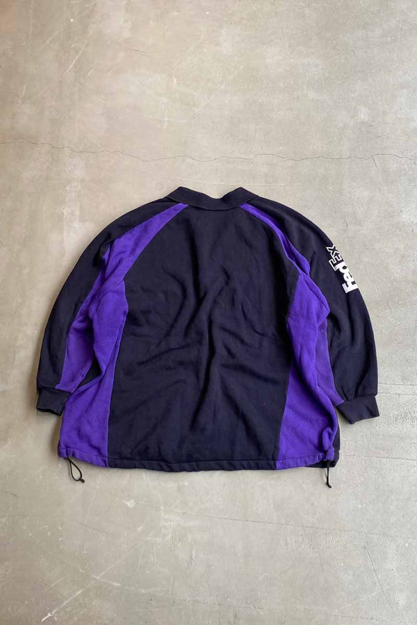 15'S HALF ZIP POLO SWEATSHIRT / BLACK / PURPLE [SIZE: L USED]